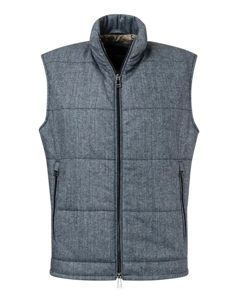 windsor. Flanell-Steppweste mit Stehkragen in Mittelblau
