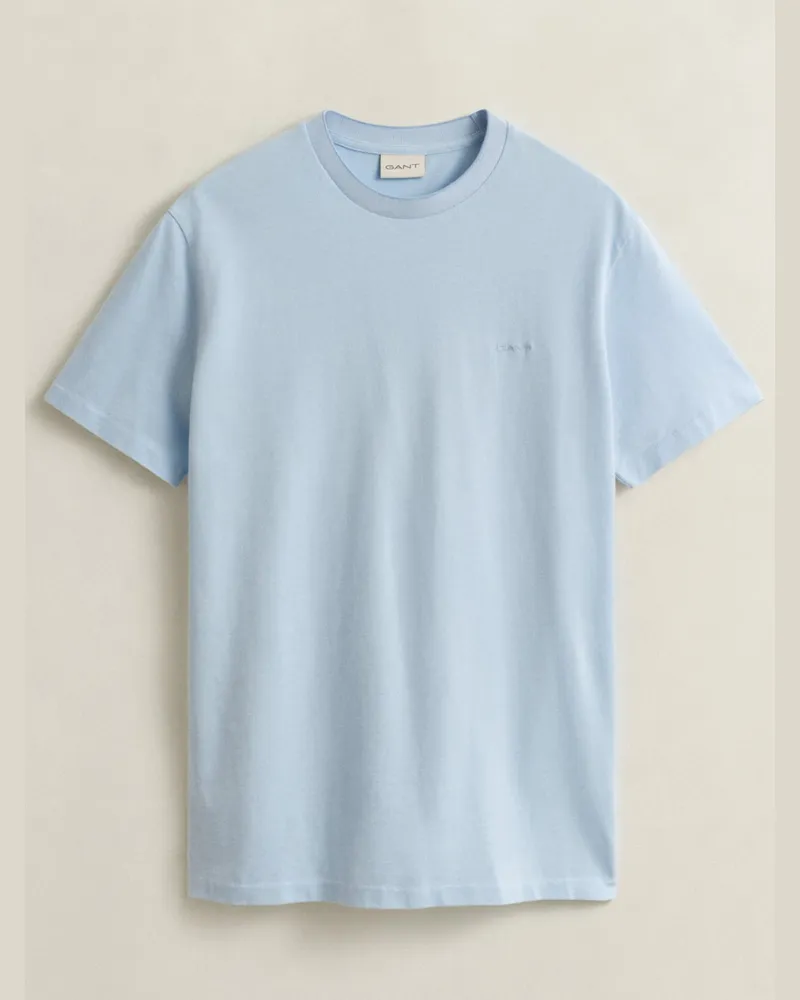 Gant T-Shirt aus einem zweifarbigen Baumwoll-Piqué in Hellblau