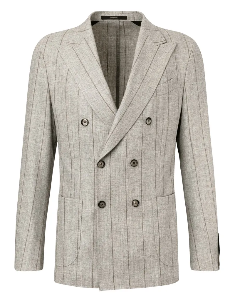 windsor. Zweireiher Anzugsakko aus einem Woll-Mix mit Nadelstreifen, Shaped Fit in Beige