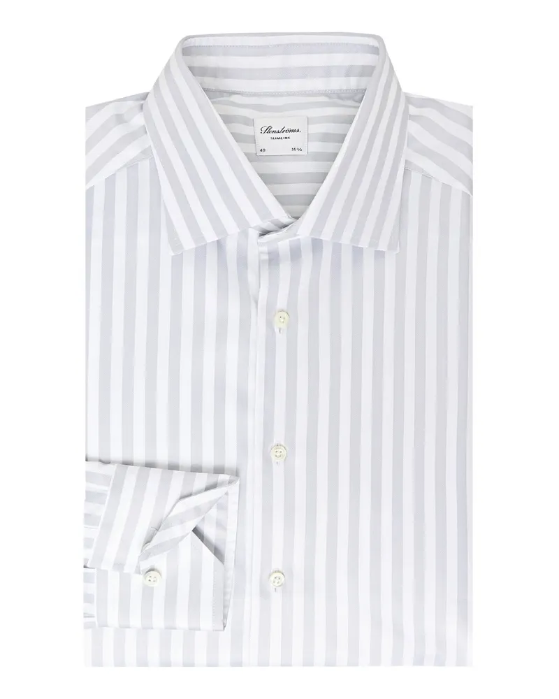 Stenströms Streifenhemd aus Twofold Super Cotton in Vollzwirn-Qualität, Slimline in Grau
