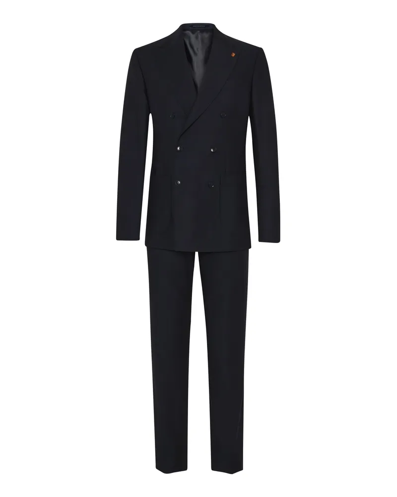 Sartoria Latorre Einreihiger Anzug aus Schurwolle mit fallendem Revers in Marine