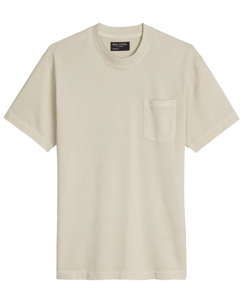 Marc O'Polo Garment Dyed T-Shirt mit Brusttasche, Relaxed Fit in Kreide