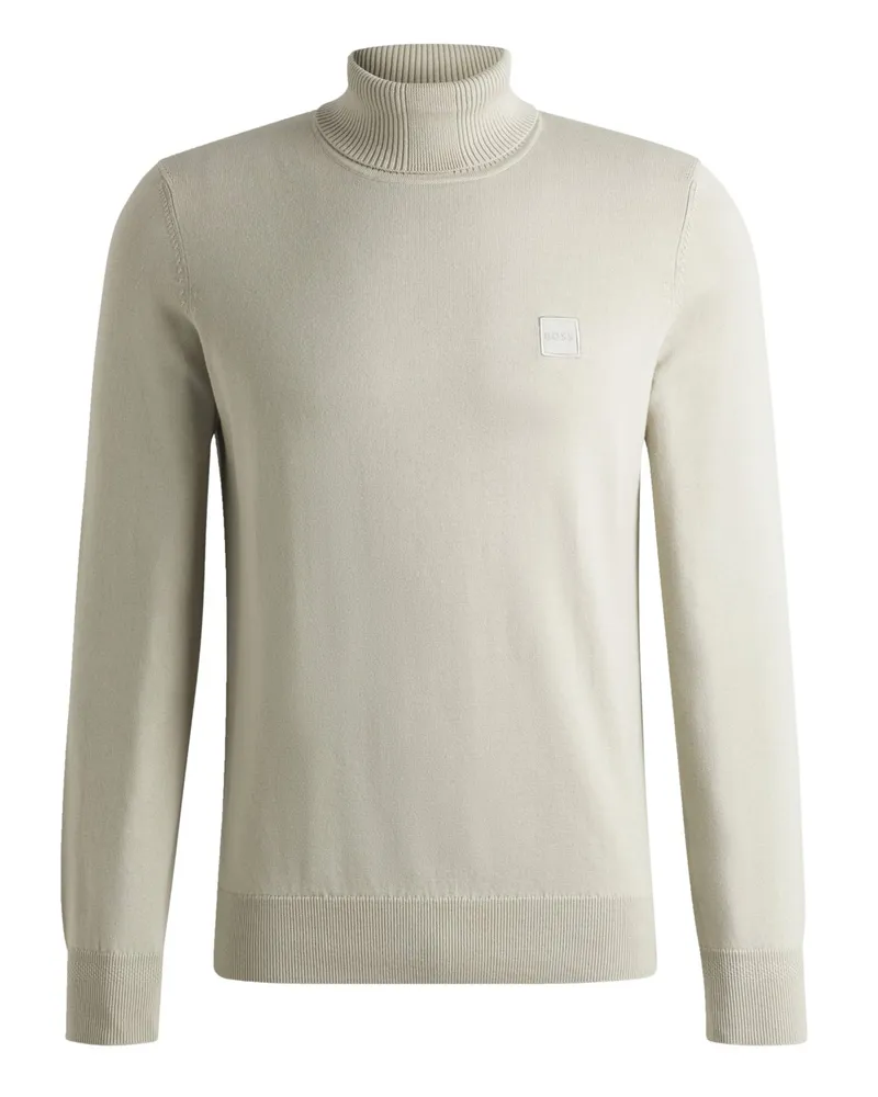 HUGO BOSS Leichter Rollkragenpullover mit Kaschmiranteil in Natur