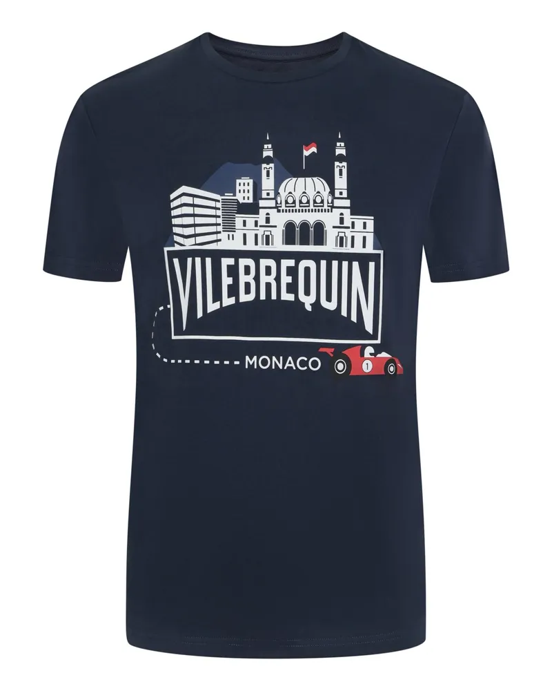 Vilebrequin T-Shirt aus Bio-Baumwolle mit Front-Motiv in Marine