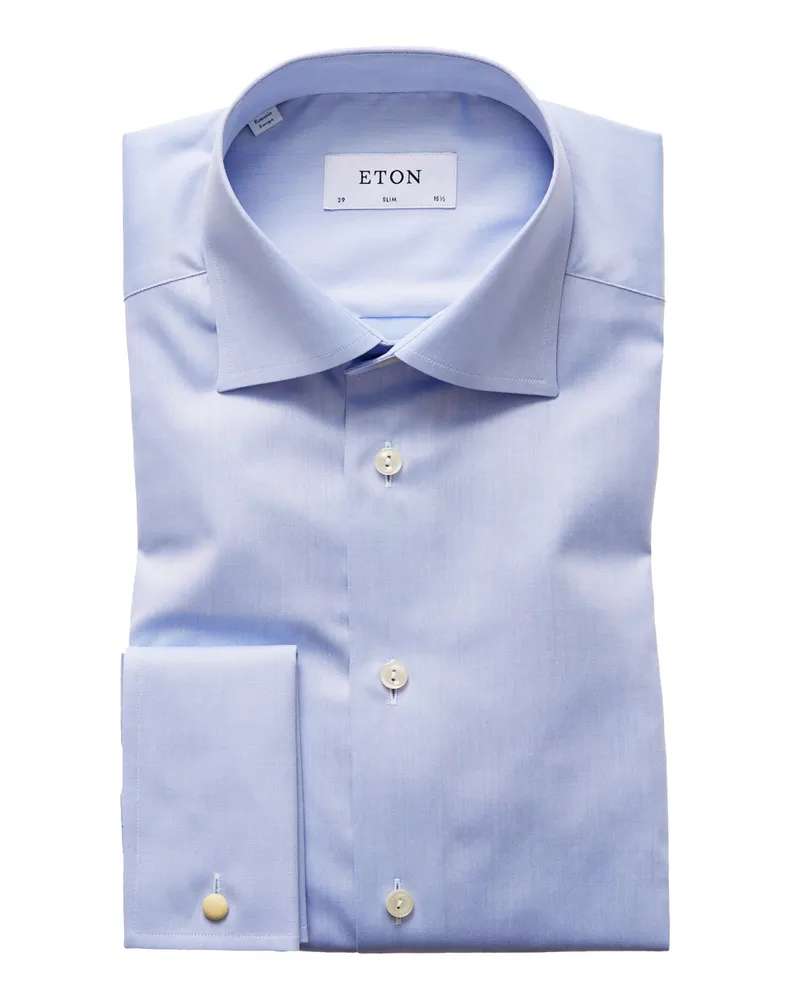 Eton Hemd mit Umschlagmanschette, Slim Fit in Hellblau