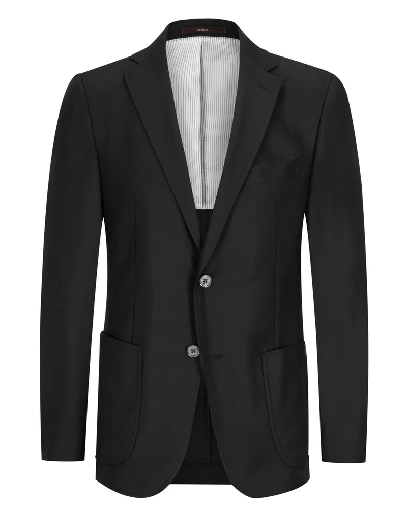 windsor. Sakko in Super 120 Schurwolle, Shaped Fit in Schwarz