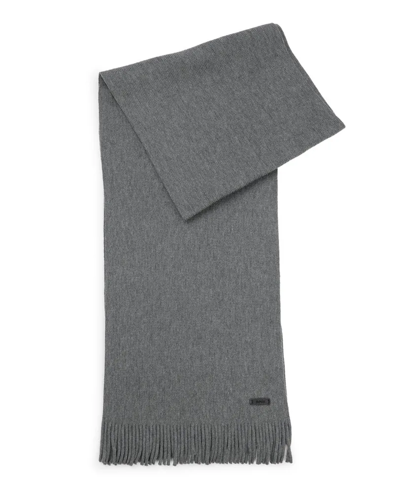 HUGO BOSS Softer Strick-Schal aus Schurwolle in Grau