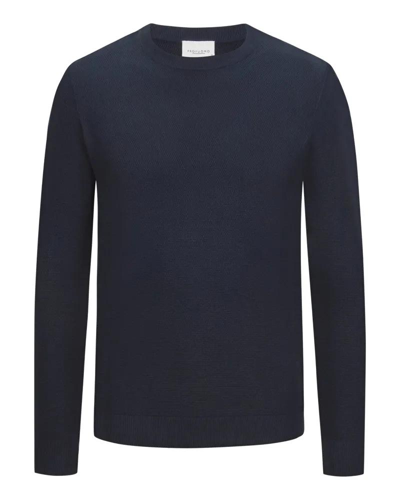 Profuomo Feinstrick-Pullover mit Reiskorn-Struktur in Marine