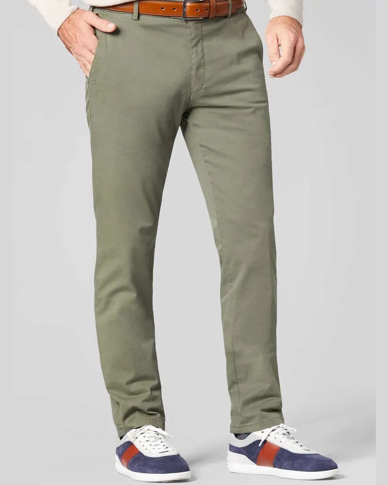 Meyer Hosen Chino mit Baumwolle und TENCEL™, Modern Fit in Oliv
