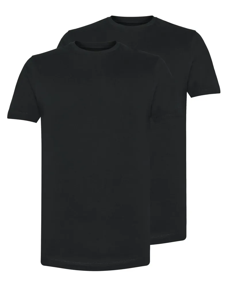 Olymp 2er Pack Unifarbenes Underwear-T-Shirt in Schwarz