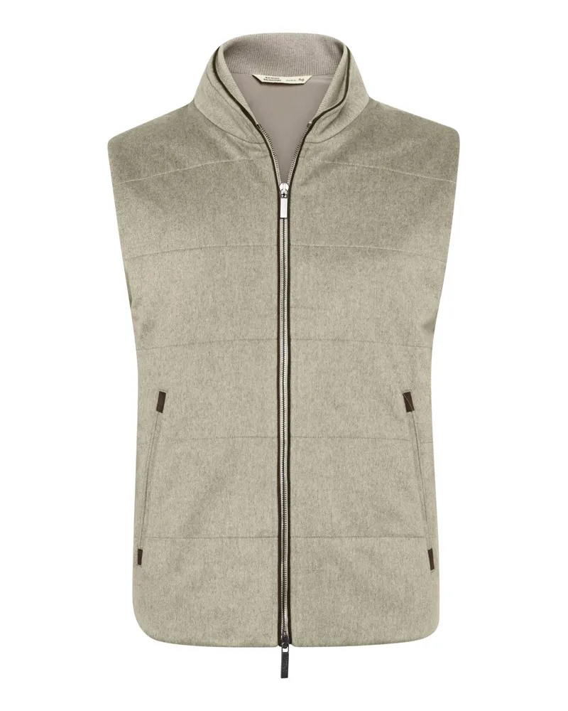 Maurizio Baldassari Softe Weste aus Kaschmir mit Steppmuster und Zip in Beige