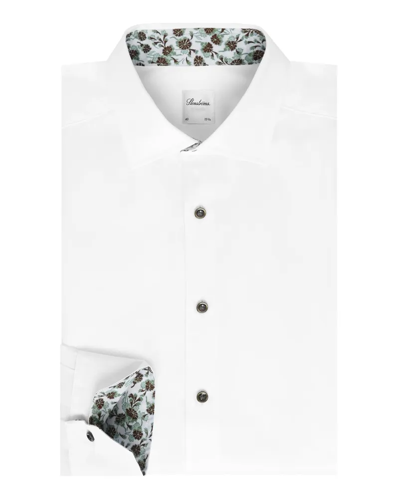 Stenströms Hemd aus Twofold Super Cotton mit Ausputz, Regular Fit in Weiß