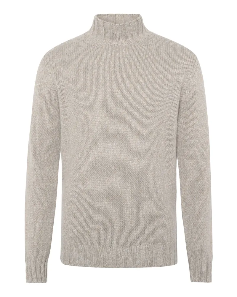 Fedeli Melierter Rollkragenpullover aus einem Alpaka-Wolle-Mix in Beige