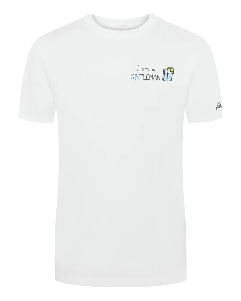 MC2 Saint Barth Summer T-Shirt mit kleinem Glas-Motiv in Weiß