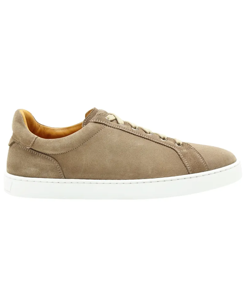 Magnanni leichter Low T op-Sneaker aus weichem Wildleder in Beige