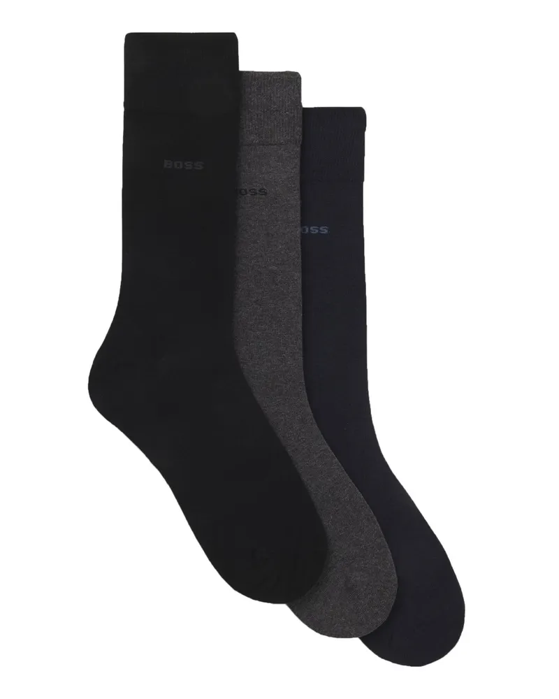 HUGO BOSS 3er-Pack Socken mit Label-Schriftzug in Schwarz