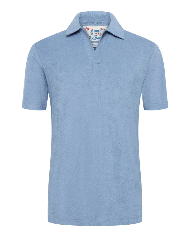 MC2 Saint Barth Glattes Poloshirt aus einem Lyocell-Baumwolle-Mix in Mittelblau