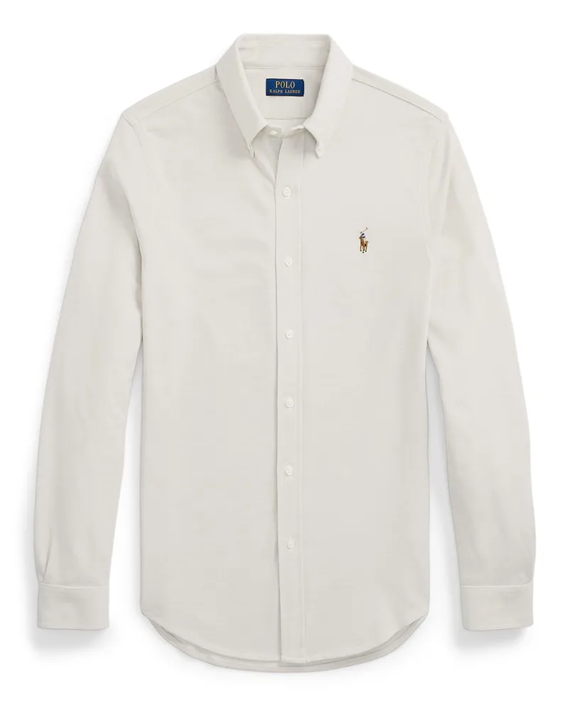 Ralph Lauren Hemd aus feinem Baumwollpiqué mit Logo-Aufnäher in Weiß