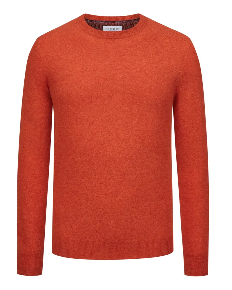 Tom Rusborg Softer Pullover aus Merinowolle und Kaschmir mit O-Neck in Orange