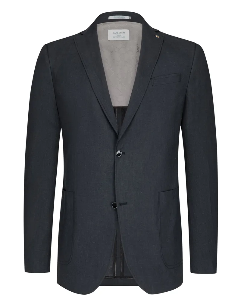 Carl Gross Teilgefüttertes Leinensakko, Modern Fit in Schwarz