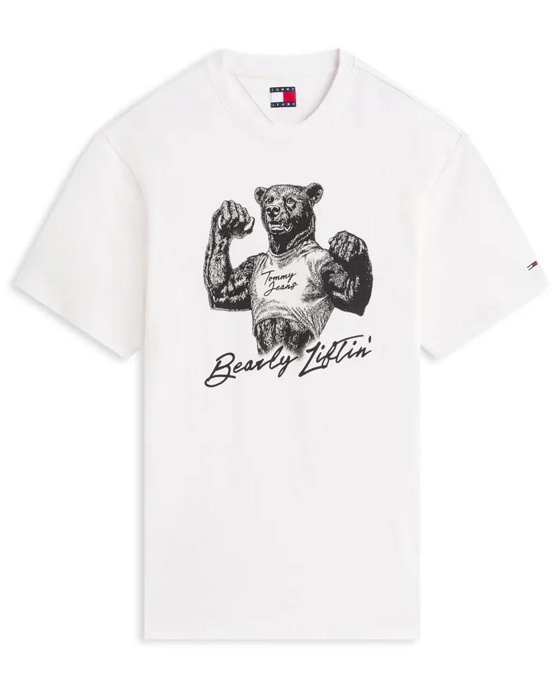Tommy Hilfiger T-Shirt mit Bären-Print aus Baumwolle in Offwhite