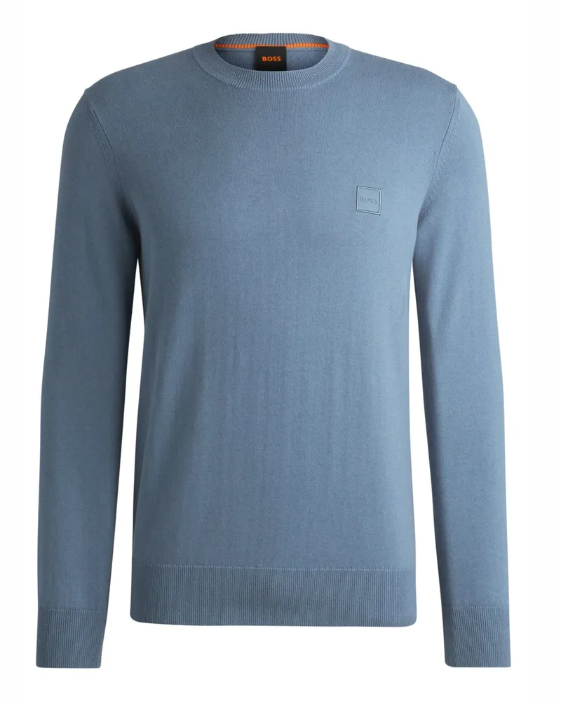 HUGO BOSS Leichter Pullover mit Kaschmiranteil und Rundhalsausschnitt in Mittelblau