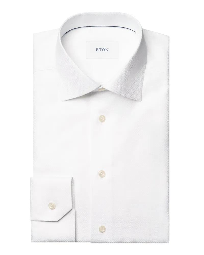 Eton Hemd aus strukturierter Bio-Baumwolle, Classic Fit in Weiß