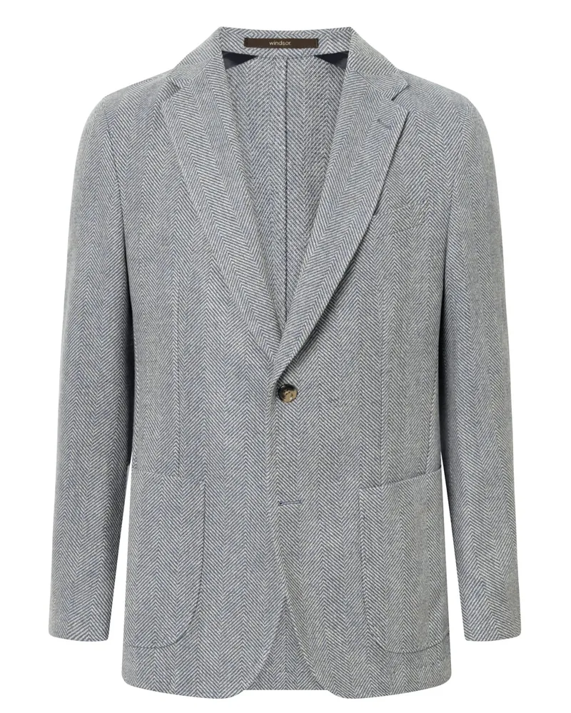 windsor. Softes Sakko Giro aus einem Wollmix mit Kaschmir und Fischgrätmuster, Shaped Fit in Grau