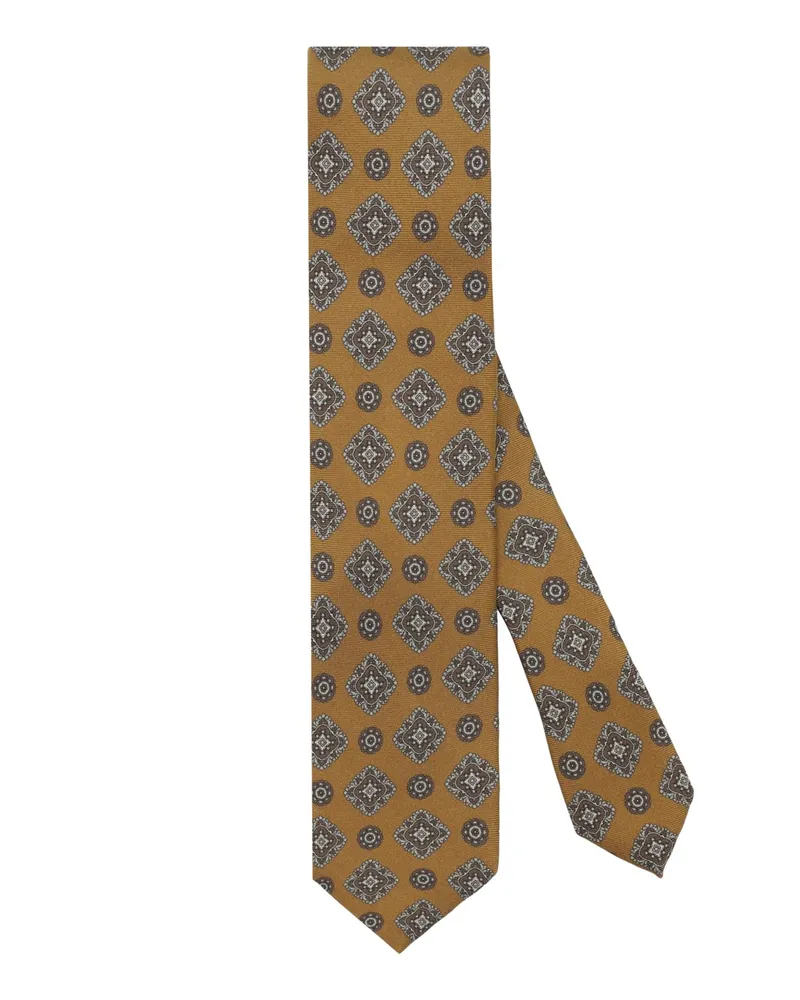 Gierre Milano Seidenkrawatte mit Medaillon-Print in Braun