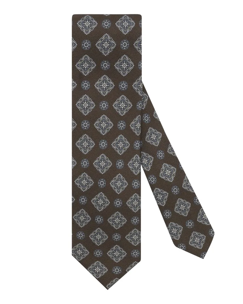 Gierre Milano Seidenkrawatte mit Medaillon-Print in Braun