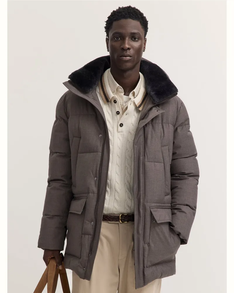 Bugatti Wasserabweisender Stepp-Parka mit Sorona®-Isolation und Fake-Fur Kragen in Grau
