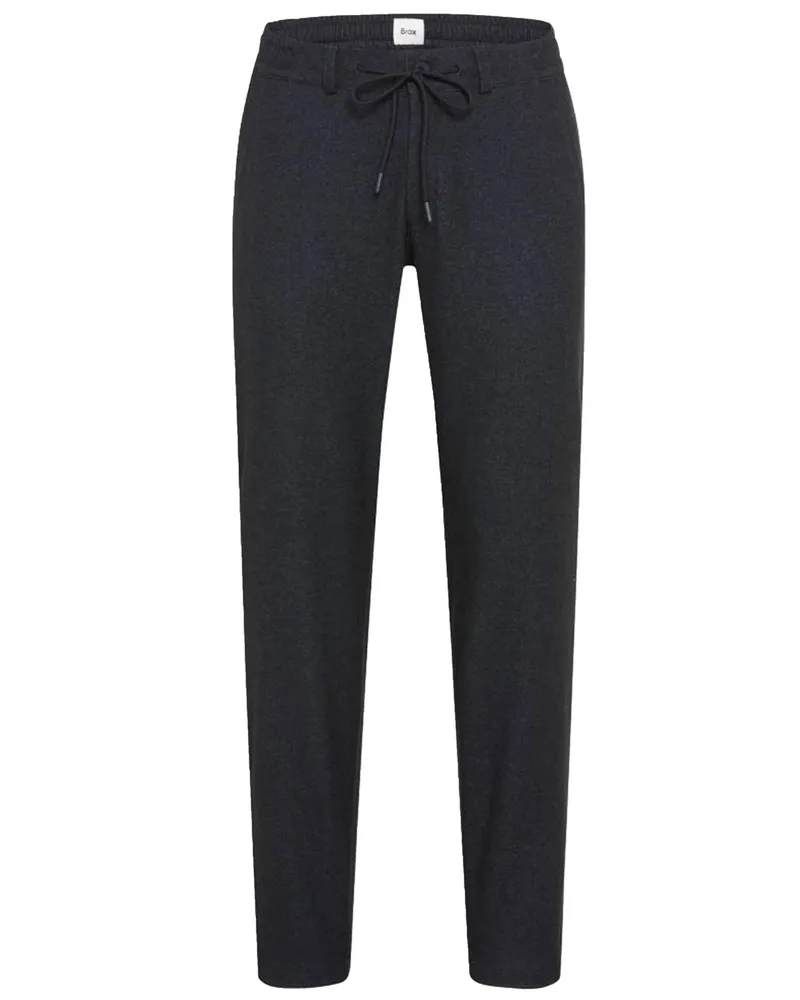 Brax Jerseyhose Phil aus einem elastischen Flanell-Mix, Tapered Fit in Marine