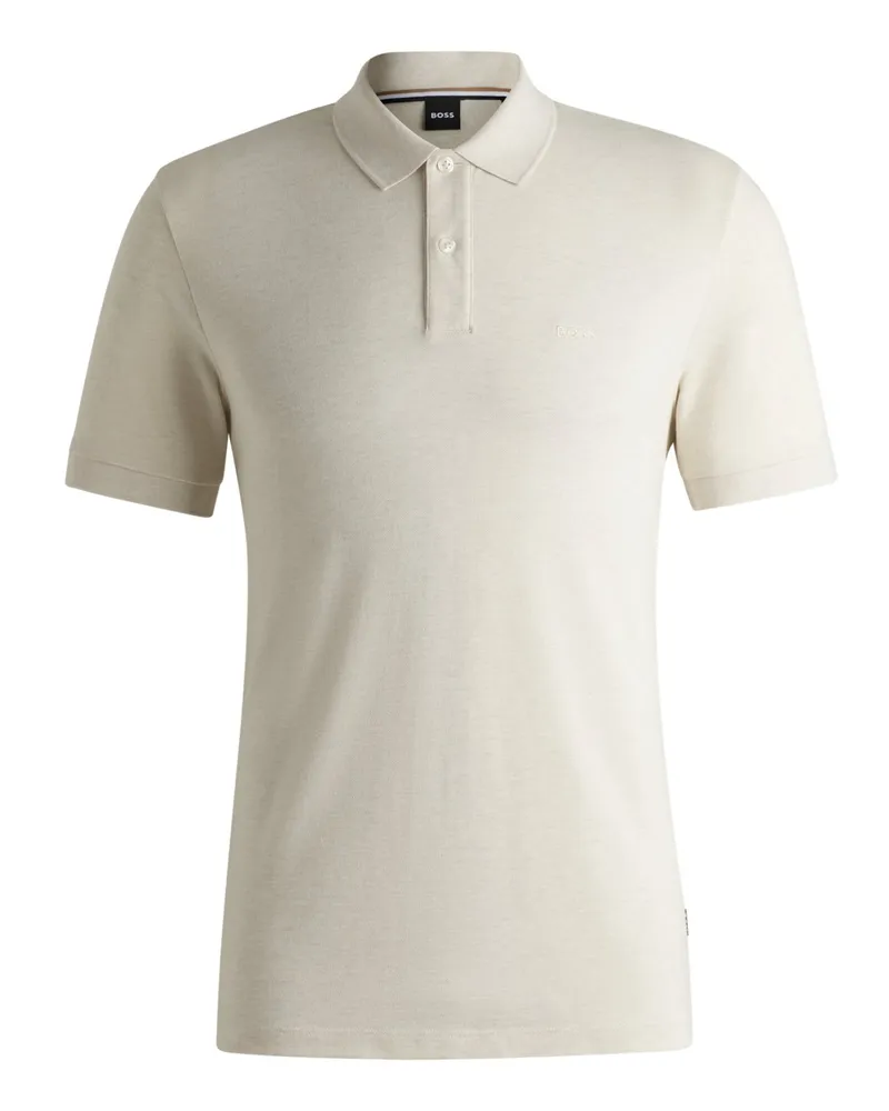 HUGO BOSS Unifarbenes Piqué-Poloshirt mit Logo-Stickerei in Offwhite