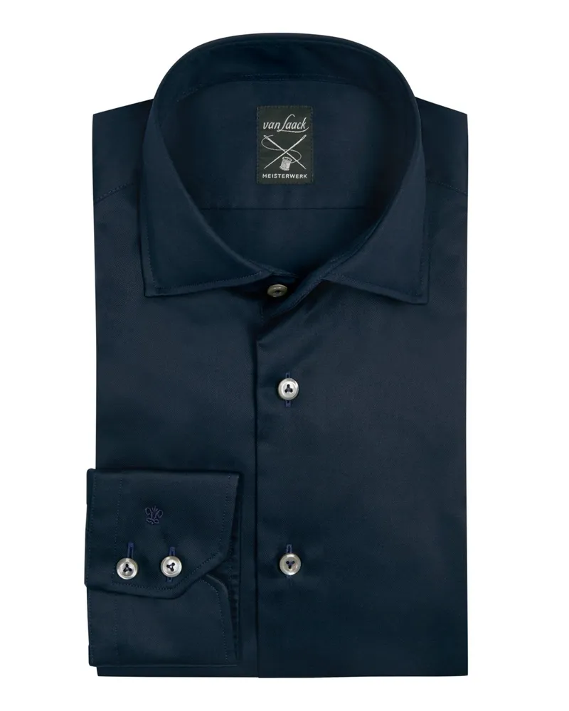 van Laack Unifarbenes Businesshemd aus Baumwolle in Twill-Qualität, Regular Fit in Marine