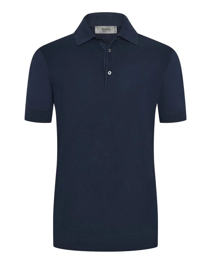 Ferrante Unifarbenes Poloshirt aus Baumwolle in Reiskornstruktur in Marine