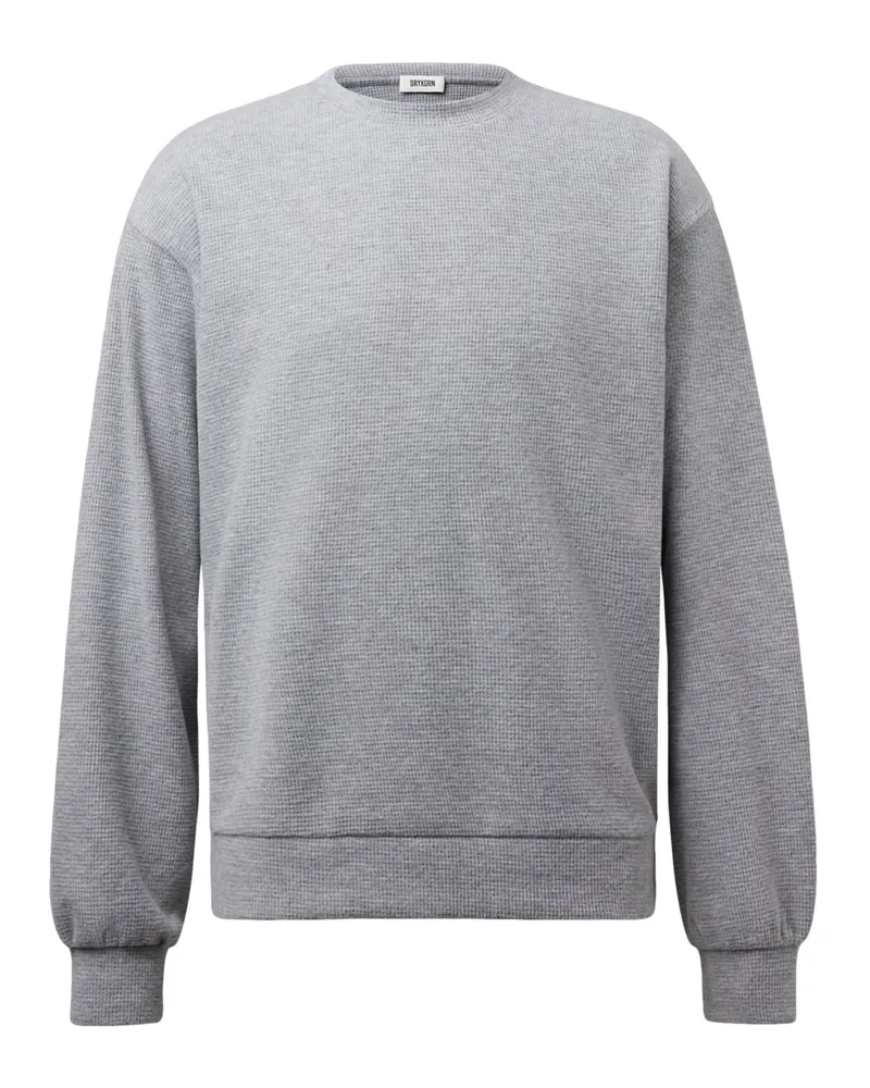 Drykorn Strick-Pullover Kario mit fein perforierter Struktur in Grau