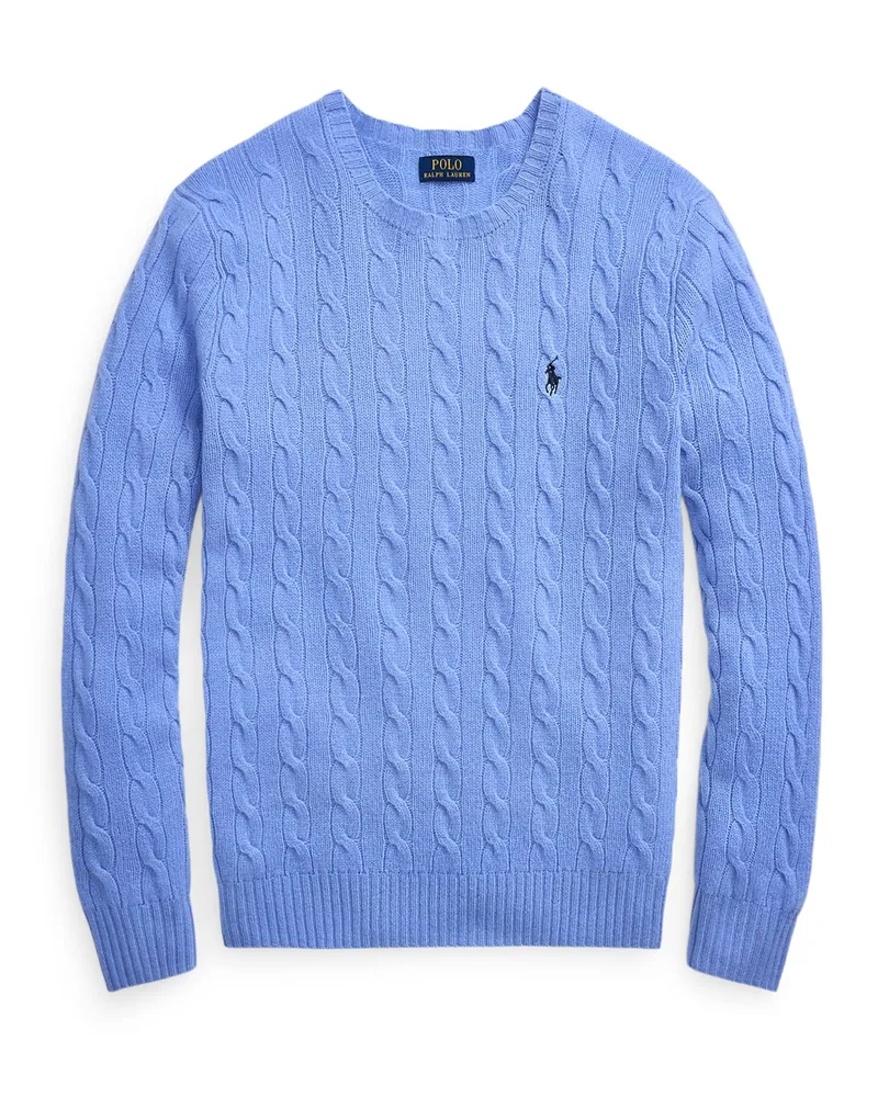 Ralph Lauren Softer Pullover mit Zopfstrickmuster und Kaschmiranteil in Hellblau