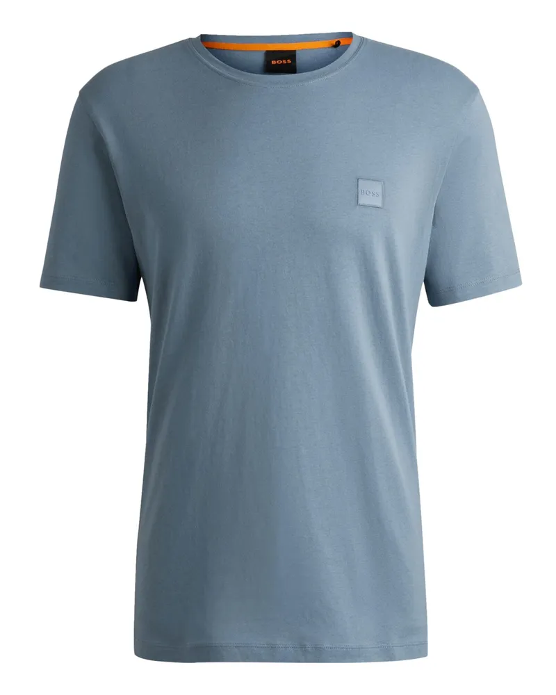 HUGO BOSS T-Shirt aus Baumwolle mit Label-Stickerei in Mittelblau