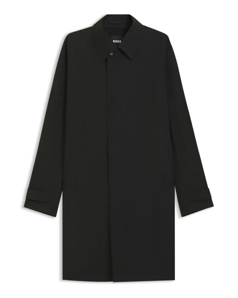 HUGO BOSS Leichter Regenmantel in Stretch-Qualität, Relaxed Fit in Schwarz