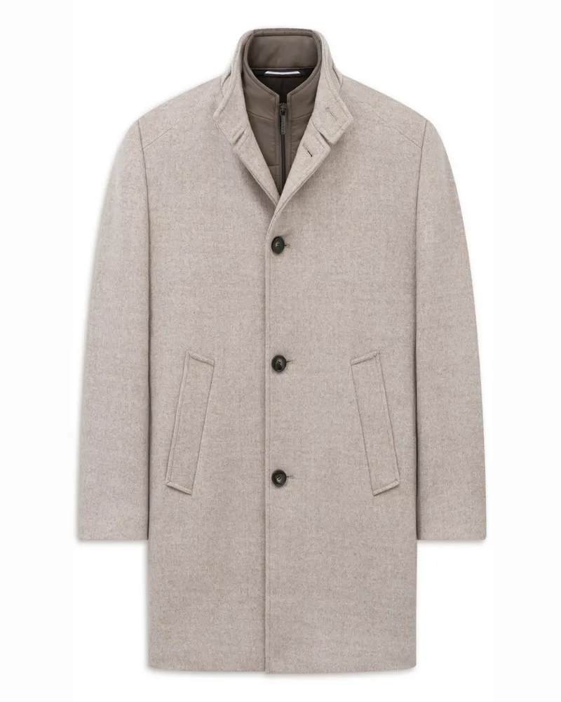 Bugatti Wollmantel mit Stehkragen und heraustrennbarer Blende in Beige