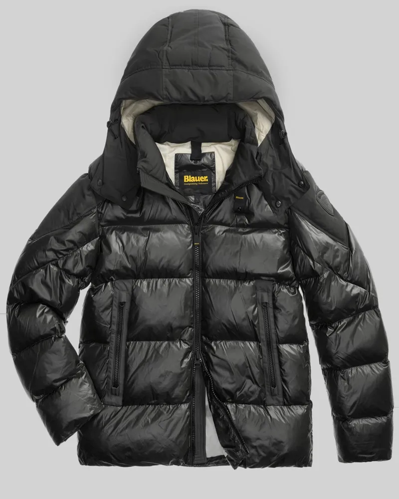 Blauer Steppjacke Kiernan mit Sorona®-Isolation und abtrennbarer Kapuze in Schwarz