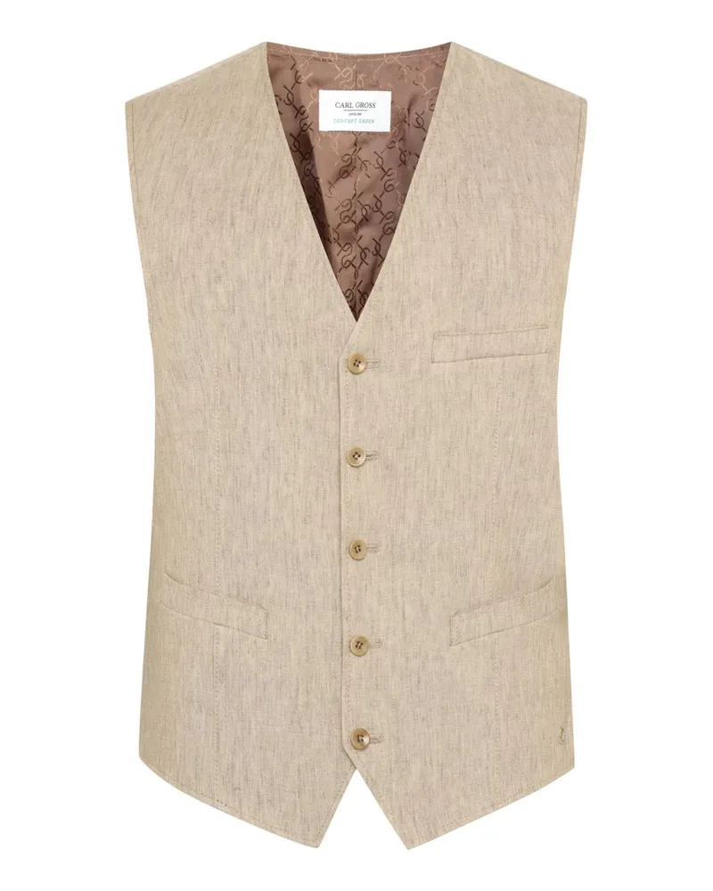 Carl Gross Anzugweste aus Leinen mit Innenfutter in Hellbraun