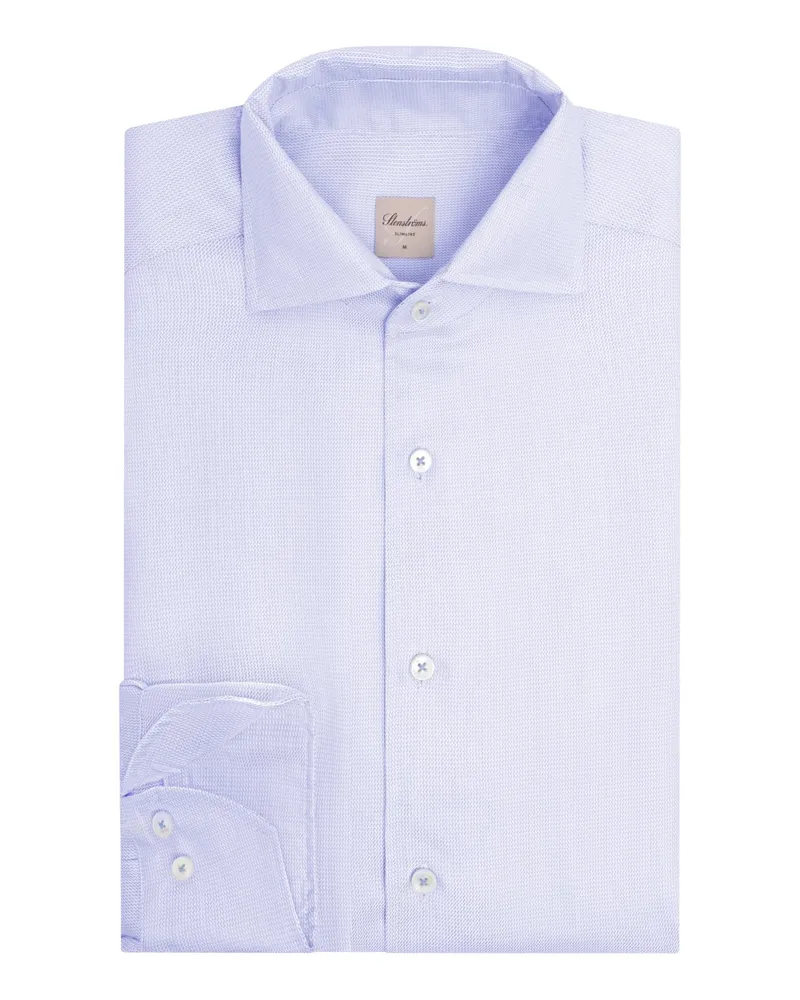 Stenströms Zweilagiges Hemd aus Twofold Super Cotton, Slimline in Hellblau