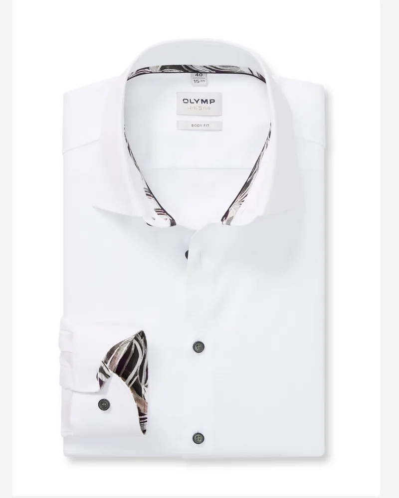 Olymp Level Five, Body Fit, Extralanges Hemd mit Stretch in Weiß