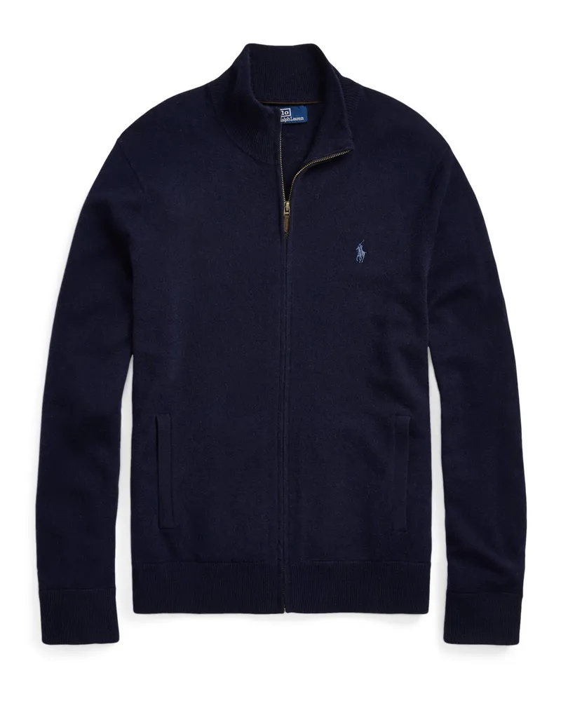 Ralph Lauren Leichte Strickjacke aus Wolle mit Logo-Stickerei in Marine