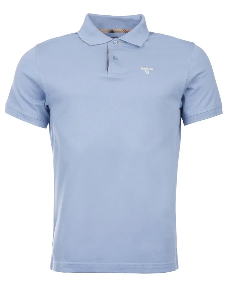 Barbour Piqué-Poloshirt mit Logo-Stickerei, Tailored Fit in Hellblau