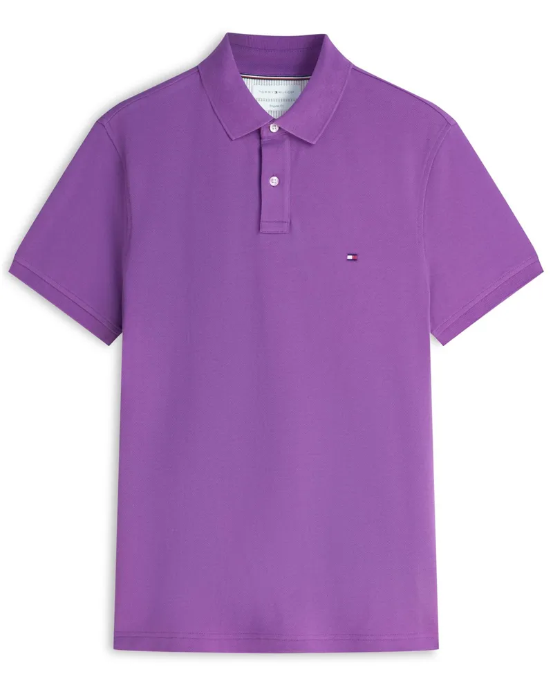 Tommy Hilfiger Unifarbenes Poloshirt 1985 und kleiner Flag-Stickerei, Regular Fit in Lila