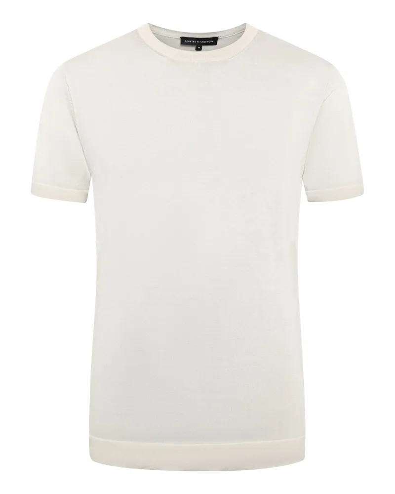 Trusted Handwork Strick-T-Shirt aus Pima Baumwolle mit O-Neck in Kreide