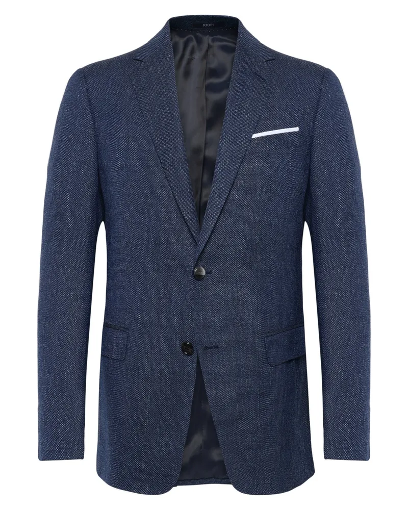 JOOP! Einreihiges Sakko mit Struktur aus einem Wolle-Leinen-Mix, Slim in Marine