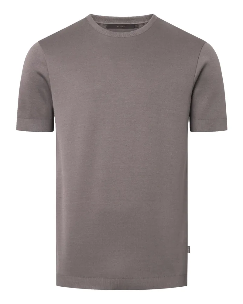 windsor. Strick-T-Shirt aus einem Baumwolljersey, Regular Fit in Braun